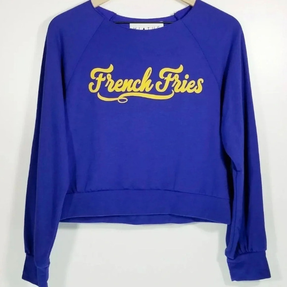 Hiatus French Fries Graphic Logo Crop Sweatshirt - Picture 2 of 5